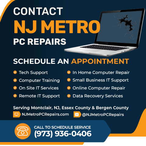 Banner Image with NJ Metro PC Repairs' Contact Information